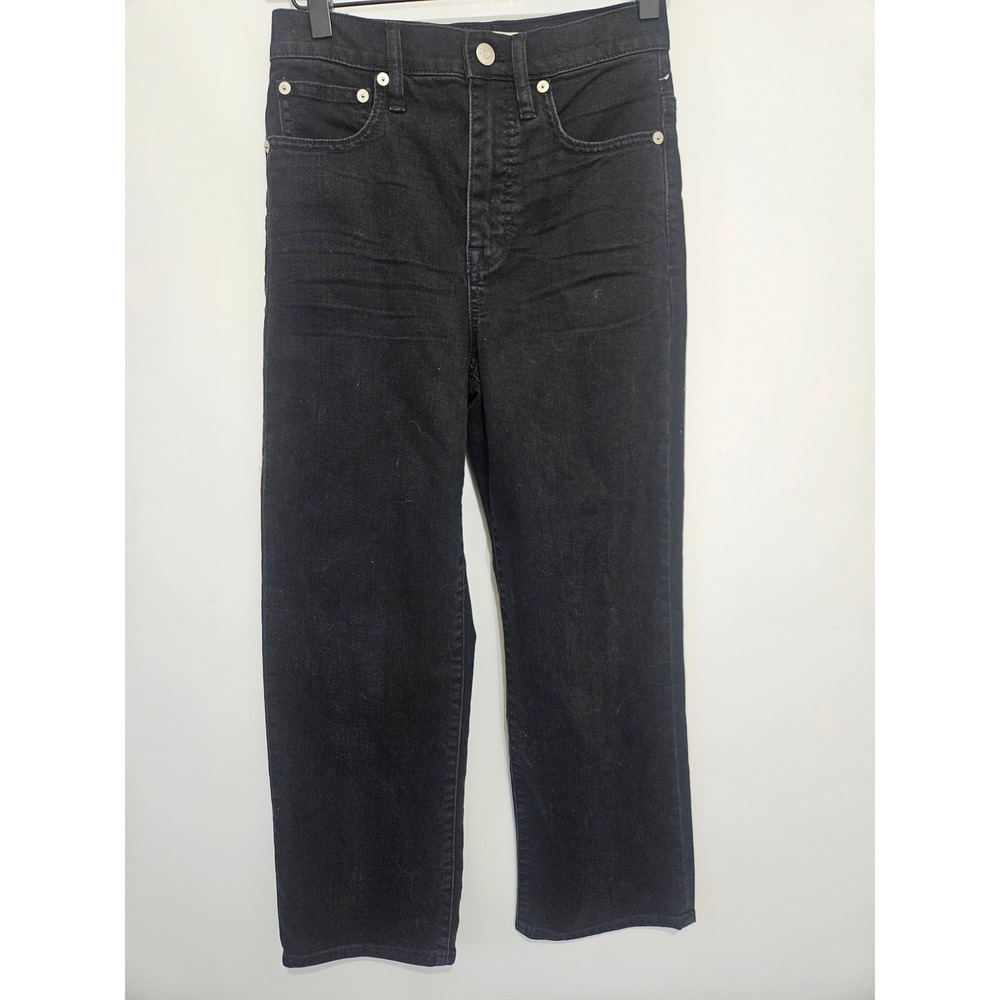 Madewell Slim Wide-Leg Crop Jeans Black‎ High Rise Size 24